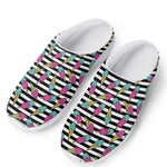 Black Striped Ice Cream Pattern Print Mesh Casual Shoes