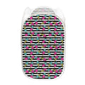 Black Striped Ice Cream Pattern Print Mesh Laundry Hamper