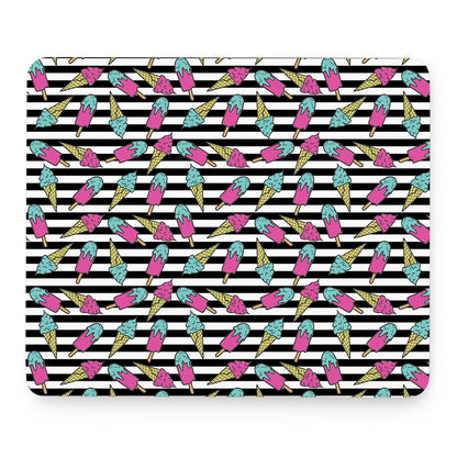 Black Striped Ice Cream Pattern Print Mouse Pad