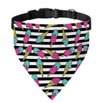 Black Striped Ice Cream Pattern Print Over The Collar Dog Bandana