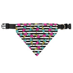 Black Striped Ice Cream Pattern Print Over The Collar Dog Bandana