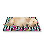 Black Striped Ice Cream Pattern Print Pet Cooling Mat Cover