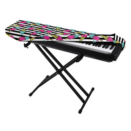 Black Striped Ice Cream Pattern Print Piano Keyboard Cover