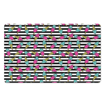 Black Striped Ice Cream Pattern Print Polyester Doormat