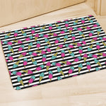 Black Striped Ice Cream Pattern Print Polyester Doormat