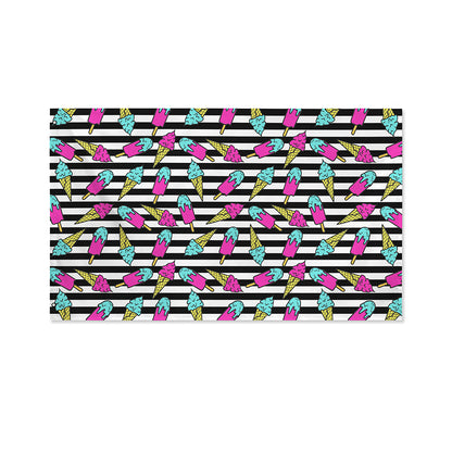 Black Striped Ice Cream Pattern Print Polyester Flag