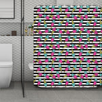 Black Striped Ice Cream Pattern Print Polyester Shower Curtain