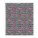 Black Striped Ice Cream Pattern Print Polyester Shower Curtain