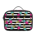 Black Striped Ice Cream Pattern Print Portable Lunch Bag