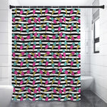 Black Striped Ice Cream Pattern Print Premium Shower Curtain