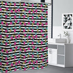 Black Striped Ice Cream Pattern Print Premium Shower Curtain