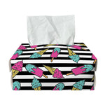 Black Striped Ice Cream Pattern Print Rectangle Tissue Box Cover