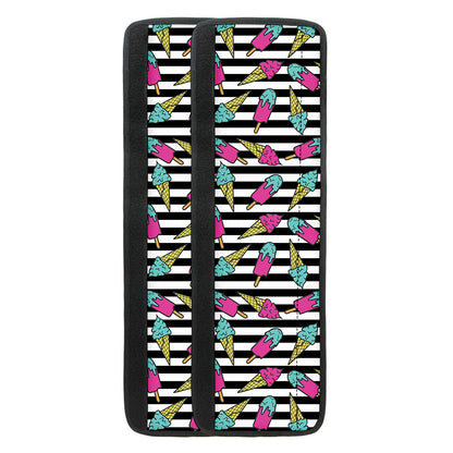 Black Striped Ice Cream Pattern Print Refrigerator Handle Covers