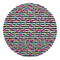 Black Striped Ice Cream Pattern Print Round Blanket