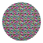 Black Striped Ice Cream Pattern Print Round Blanket