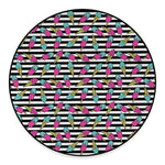 Black Striped Ice Cream Pattern Print Round Floor Mat