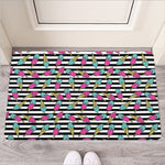 Black Striped Ice Cream Pattern Print Rubber Doormat