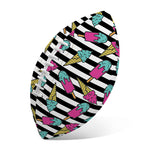 Black Striped Ice Cream Pattern Print Rugby Ball