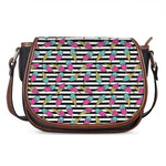 Black Striped Ice Cream Pattern Print Saddle Bag