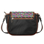 Black Striped Ice Cream Pattern Print Saddle Bag