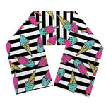 Black Striped Ice Cream Pattern Print Scarf