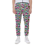 Black Striped Ice Cream Pattern Print Scuba Joggers