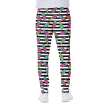 Black Striped Ice Cream Pattern Print Scuba Joggers