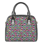 Black Striped Ice Cream Pattern Print Shoulder Handbag