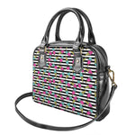 Black Striped Ice Cream Pattern Print Shoulder Handbag
