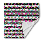 Black Striped Ice Cream Pattern Print Silk Bandana