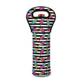 Black Striped Ice Cream Pattern Print Single Neoprene Wine Tote