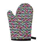 Black Striped Ice Cream Pattern Print Single Oven Mitt