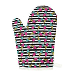 Black Striped Ice Cream Pattern Print Single Oven Mitt