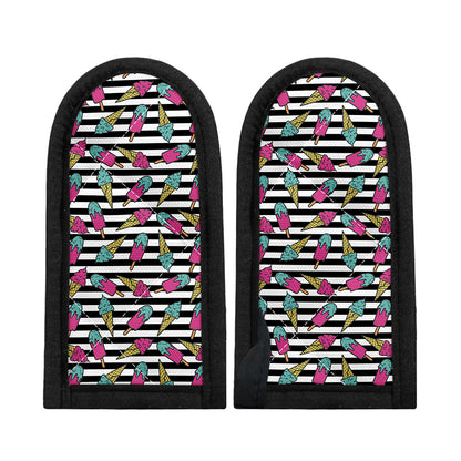 Black Striped Ice Cream Pattern Print Skillet Handle Cover