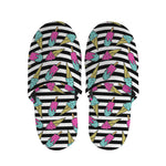Black Striped Ice Cream Pattern Print Slippers