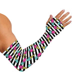 Black Striped Ice Cream Pattern Print Sun Protection Arm Sleeves