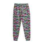 Black Striped Ice Cream Pattern Print Sweatpants