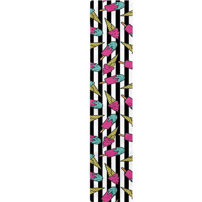 Black Striped Ice Cream Pattern Print Table Runner