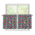 Black Striped Ice Cream Pattern Print Tier Curtains