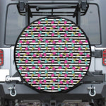 Black Striped Ice Cream Pattern Print Tire Cover