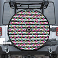 Black Striped Ice Cream Pattern Print Tire Cover With Camera Hole