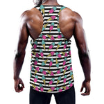 Black Striped Ice Cream Pattern Print Training Tank Top