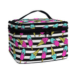 Black Striped Ice Cream Pattern Print Travel Makeup Bag
