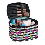 Black Striped Ice Cream Pattern Print Travel Makeup Bag