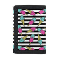 Black Striped Ice Cream Pattern Print Trifold Wallet