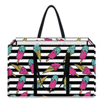 Black Striped Ice Cream Pattern Print Utility Tote Bag