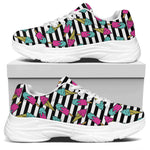 Black Striped Ice Cream Pattern Print White Chunky Shoes