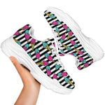 Black Striped Ice Cream Pattern Print White Chunky Shoes