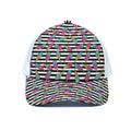 Black Striped Ice Cream Pattern Print White Mesh Trucker Hat