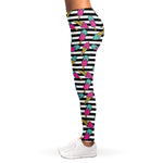 Black Striped Ice Cream Pattern Print Women's Leggings